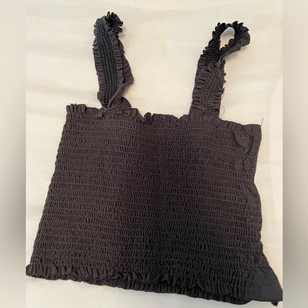 Olive green smocked tank